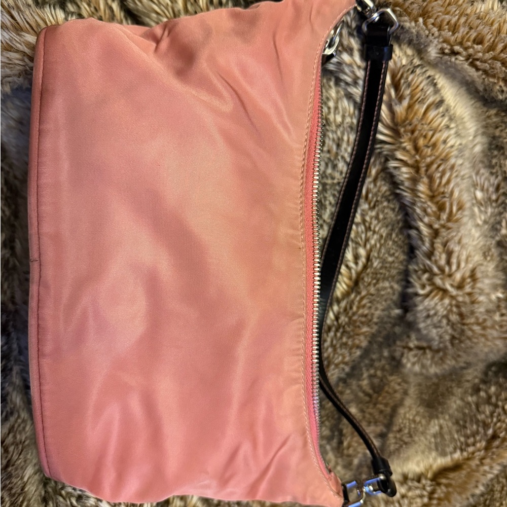 Prada Vintage Pink Nylon Bag Trimmed in Black Leather Used - Picture 8 of 16
